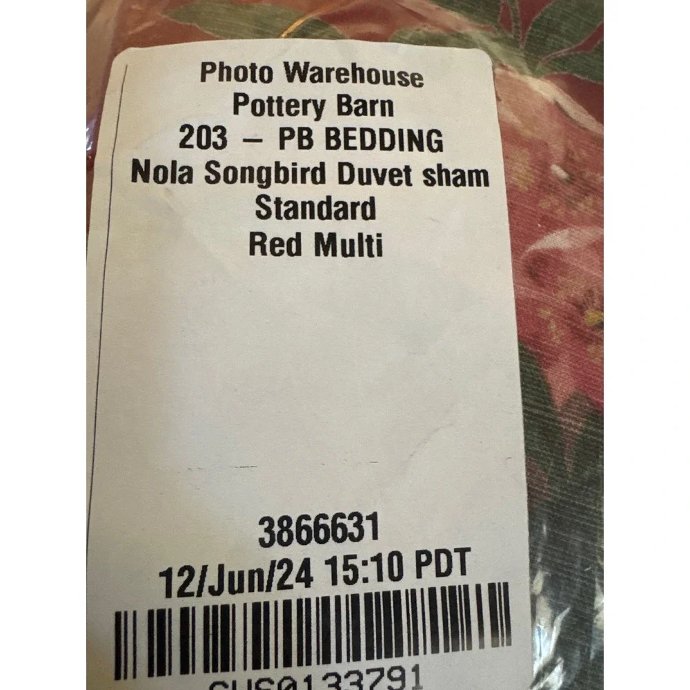 Pottery Barn Nola Songbird Standard Pillow Sham Red Multi Chinoiserie Cotton